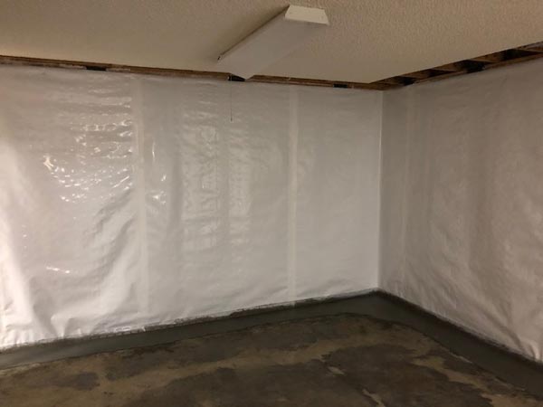 Basement Wall Vapor Barrier Installation by Epp Foundation Repair